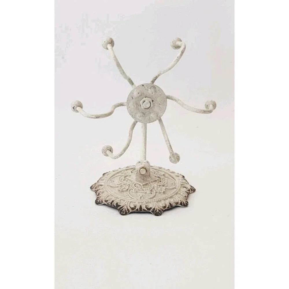 Vintage Jewelry Wall Spinner Hanger Spinning Holder Rack Wrought Iron Necklace